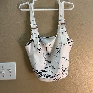 White and black crop tank top, S